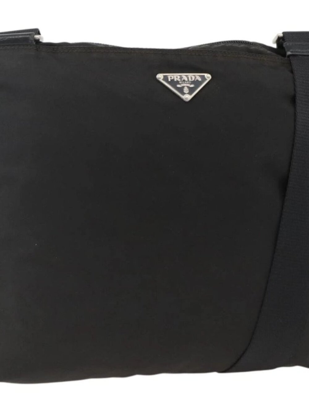 PRADA Shoulder Bag Nylon Black Silver Auth YKZ307